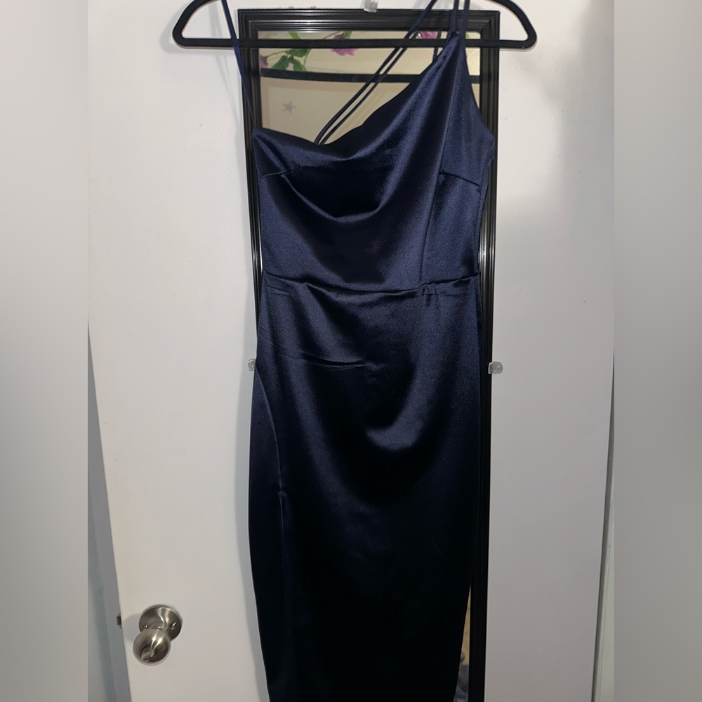 Windsor Navy Satin Slip Dress